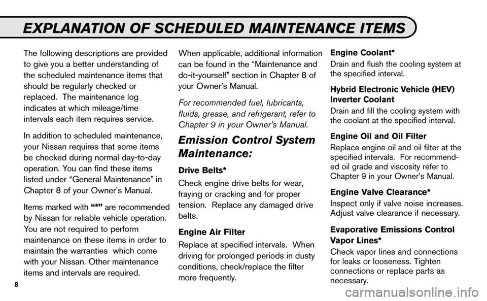NISSAN ALTIMA COUPE 2009 D32 / 4.G Service And Maintenance Guide 