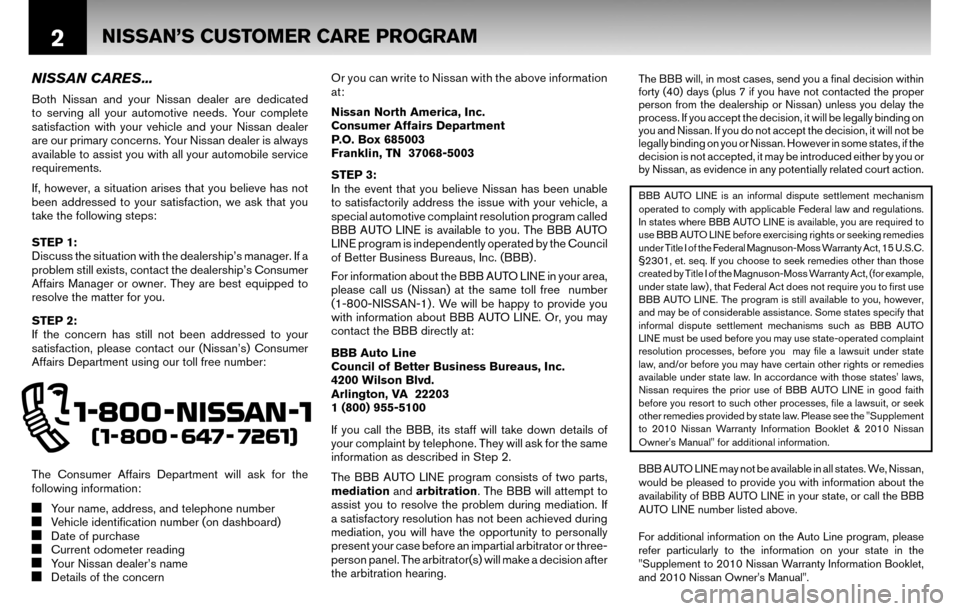 NISSAN SENTRA 2010 B17 / 7.G Warranty Booklet 