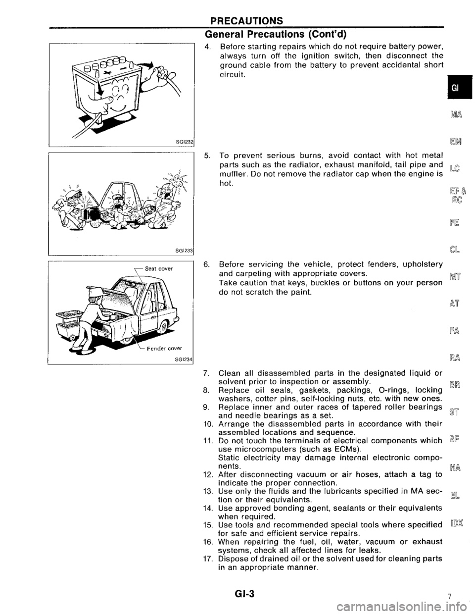 NISSAN MAXIMA 1994 A32 / 4.G General Information Workshop Manual 7 