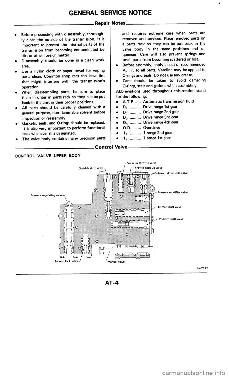 NISSAN 300ZX 1985 Z31 Automatic Transmission Workshop Manual 