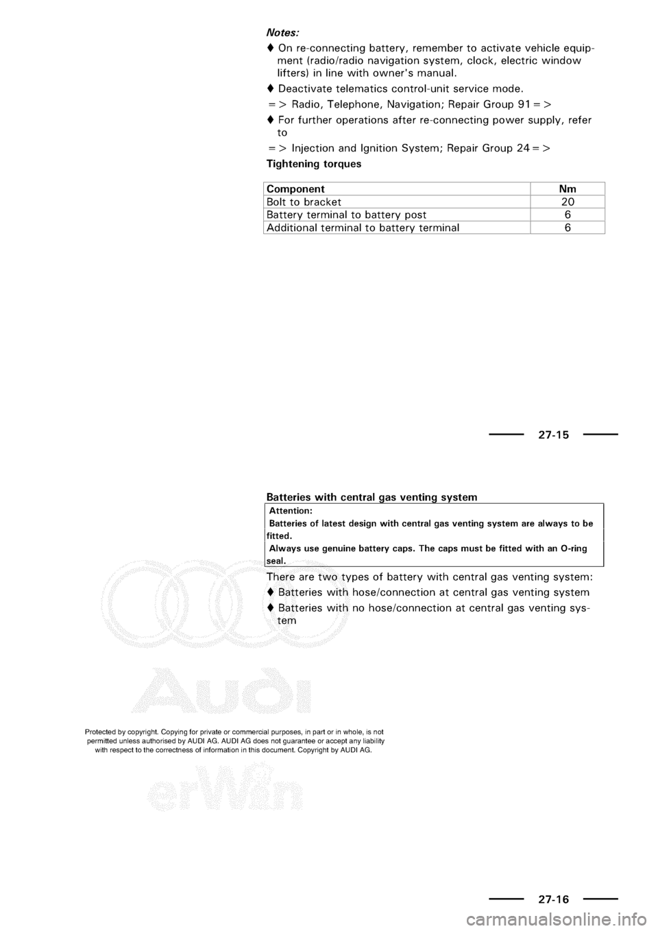 AUDI A3 2002 8L / 1.G Electrical System User Guide 