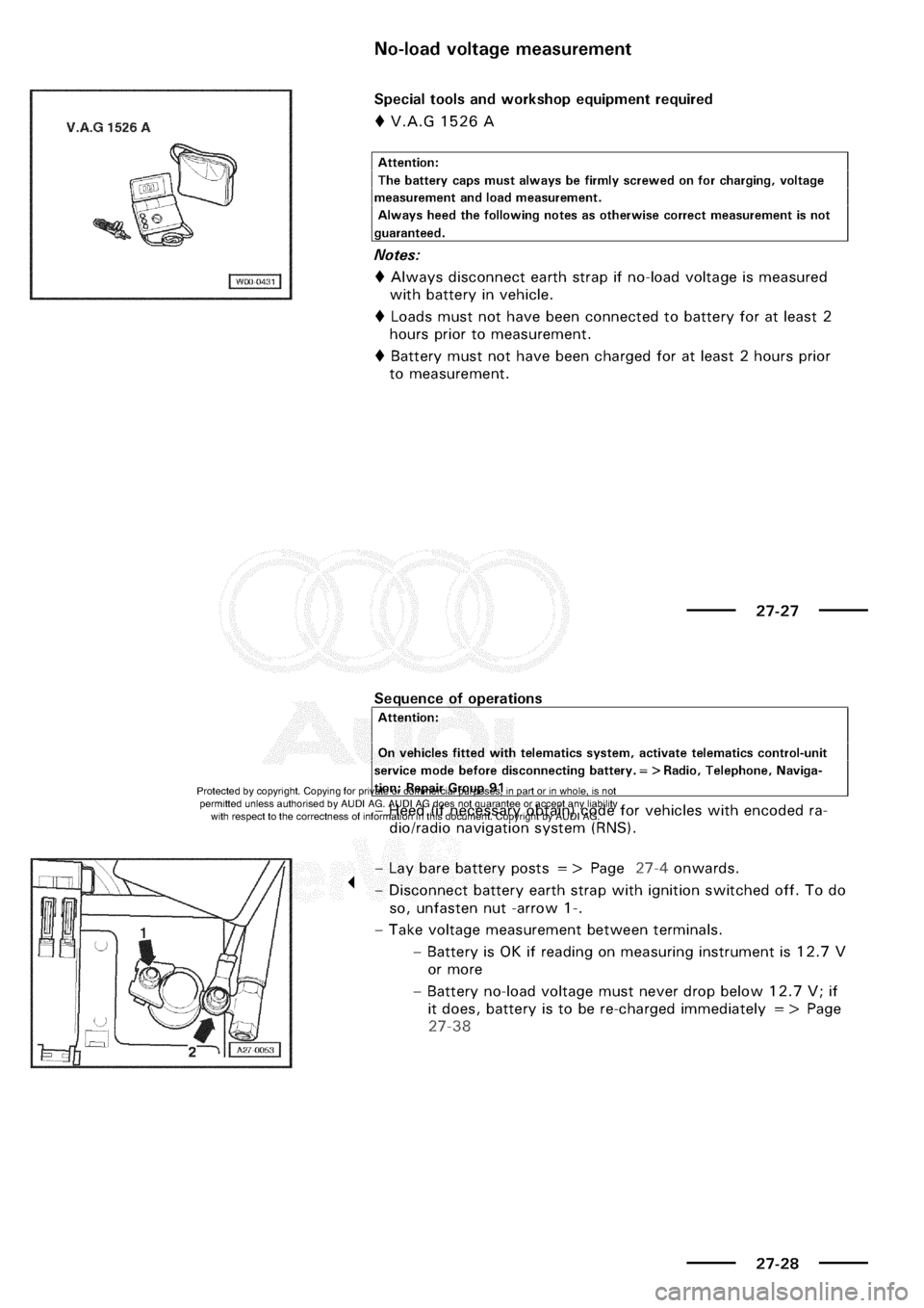 AUDI A3 2002 8L / 1.G Electrical System User Guide 