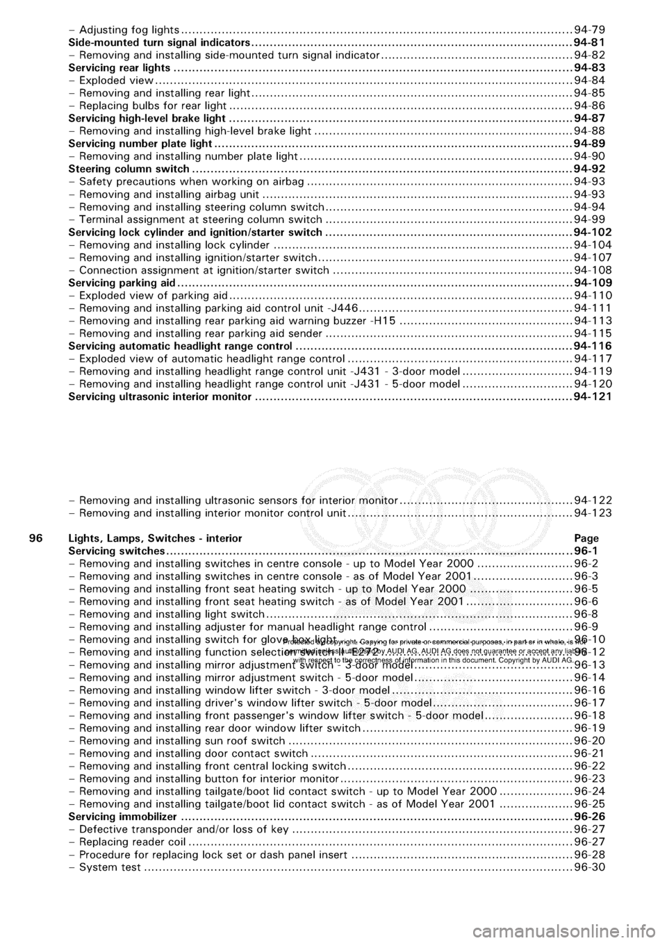 AUDI A3 2000 8L / 1.G Electrical System Workshop Manual 