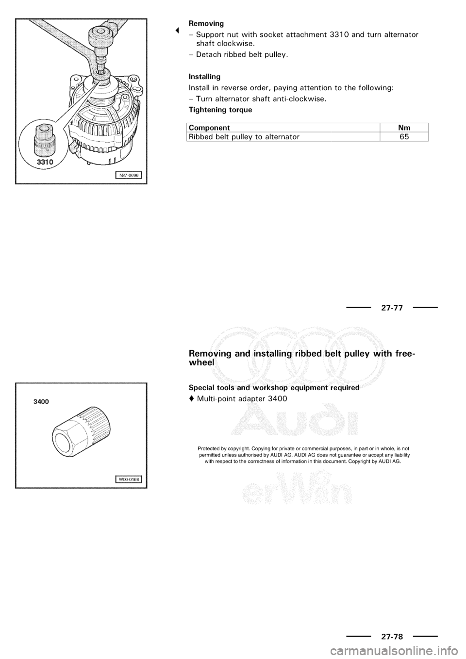 AUDI A3 2002 8L / 1.G Electrical System Service Manual 