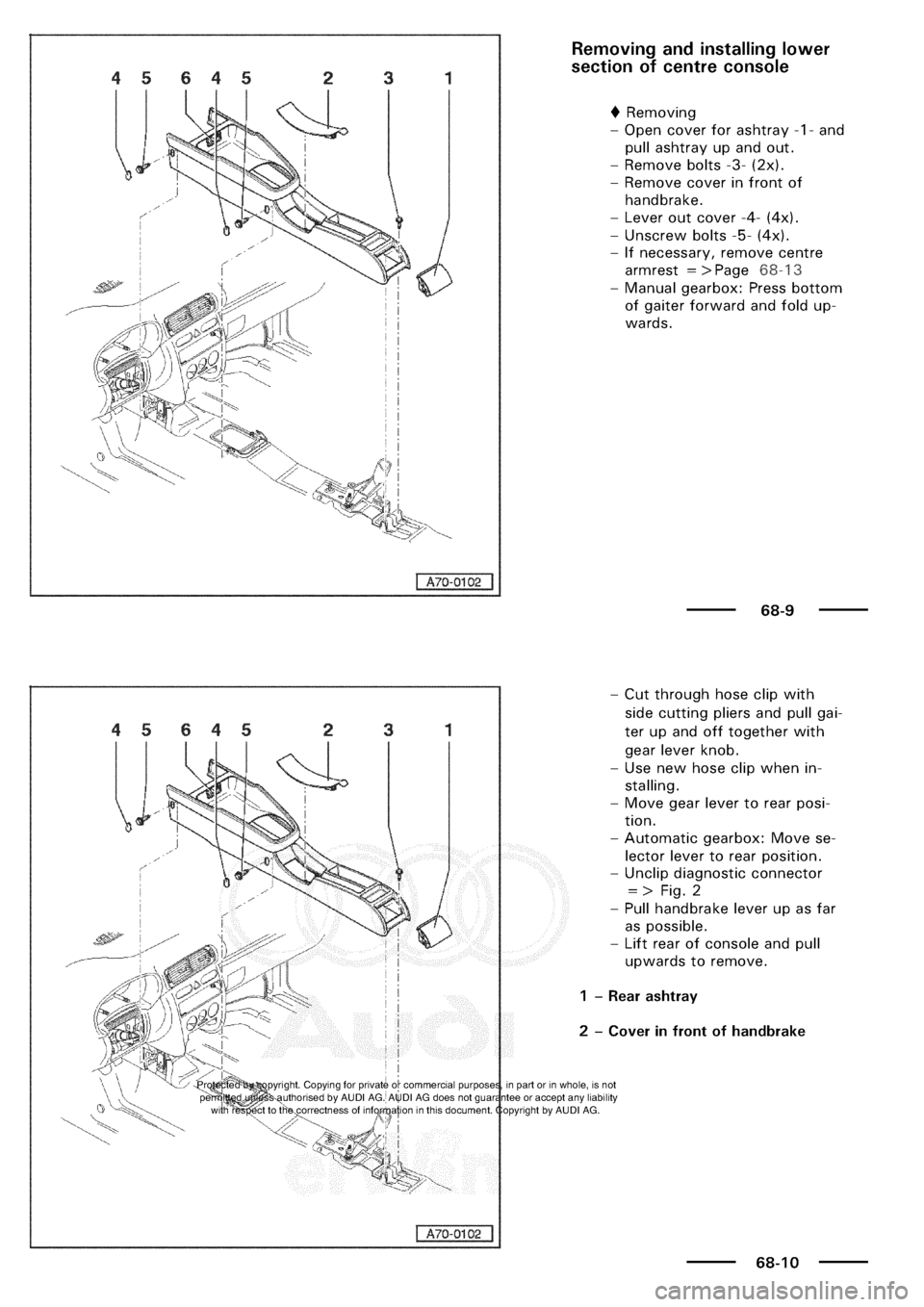 AUDI A3 2002 8L / 1.G General Body Assembly Interior User Guide 