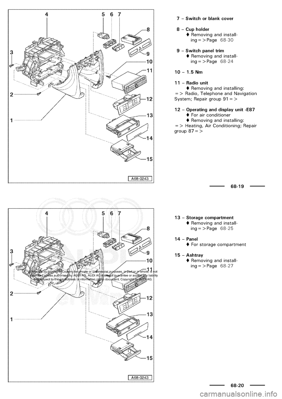 AUDI A3 2002 8L / 1.G General Body Assembly Interior User Guide 