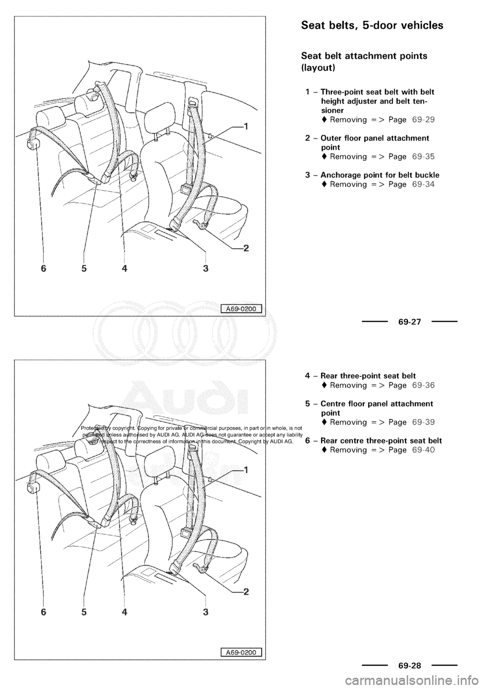 AUDI A3 2000 8L / 1.G General Body Assembly Interior Owners Guide 