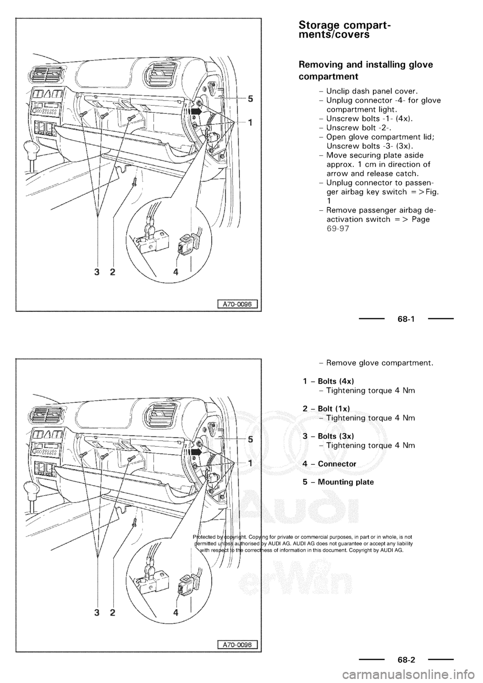 AUDI A3 1997 8L / 1.G General Body Assembly Interior Workshop Manual 