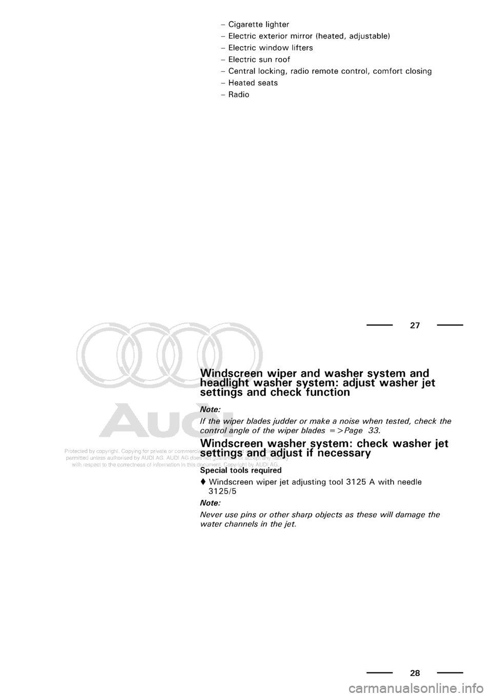 AUDI A3 2002 8L / 1.G Maintenance User Guide 