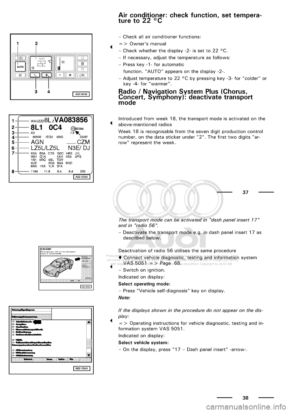 AUDI A3 2002 8L / 1.G Maintenance Owners Manual 