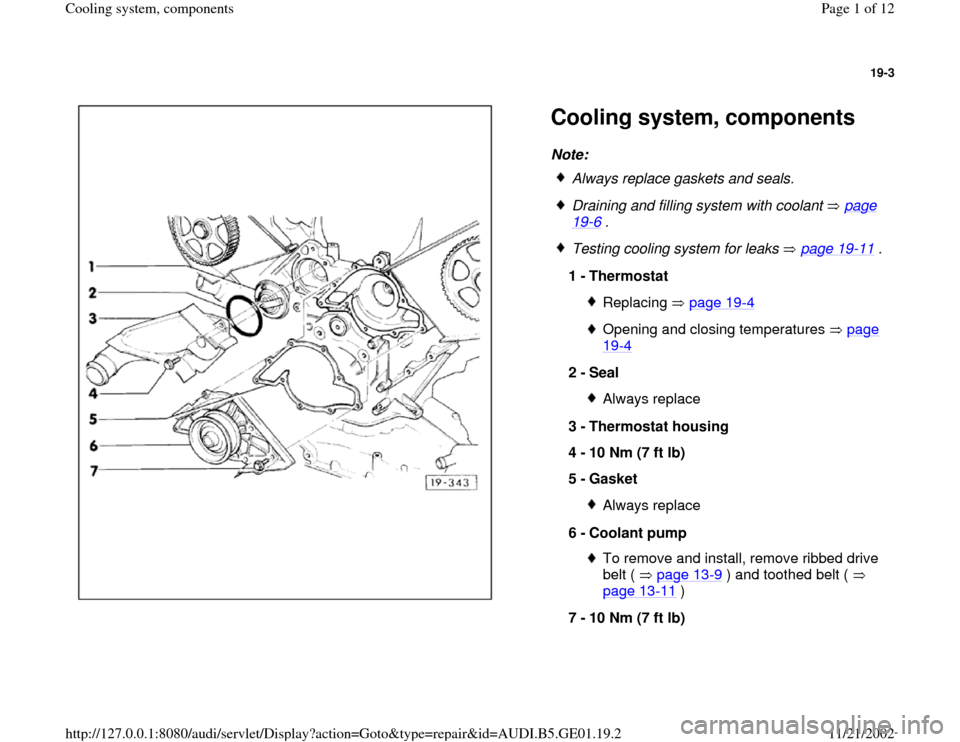 AUDI A4 1997 B5 / 1.G AFC Engine Cooling System Components 