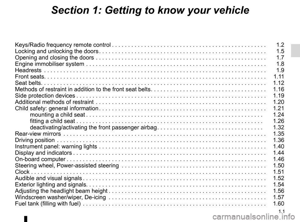 DACIA DUSTER 2010 1.G Owners Manual 1.1
ENG_UD25060_7
Sommaire 1 (H79 - Dacia)
ENG_NU_898-5_H79_Dacia_1
Section 1: Getting to know your vehicle
Keys/Radio frequency remote control  . . . . . . . . . . . . . . . . . . . . . . . . . . . .