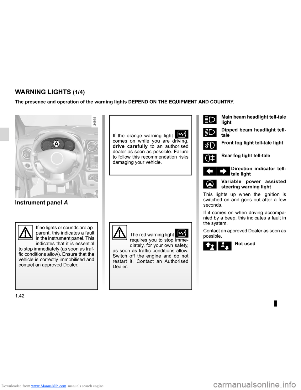 DACIA LODGY 2012 1.G Service Manual Downloaded from www.Manualslib.com manuals search engine control instruments ............................... (up to the end of the DU)
instrument panel  ................................... (up to the 