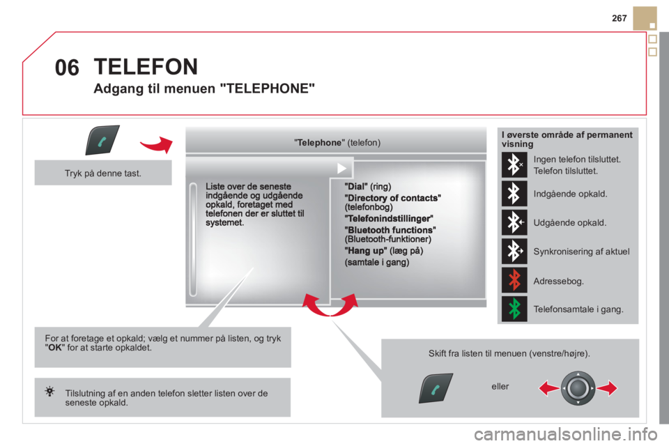 CITROEN DS5 2012  InstruktionsbØger (in Danish) 06
267
  TELEFON
 
 
Adgang til menuen "TELEPHONE" 
""""""""pppppTelephoneTelephoneTelephoneTelephoneTelephoneTelephoneTelephoneTelephoneTelephoneTelephoneTelephoneTelephoneTelephoneTelephoneTl hTl hT