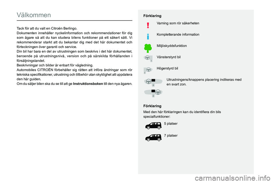 CITROEN BERLINGO VAN 2021  InstruktionsbÖcker (in Swedish)   
 
 
 
 
 
  
  
   
   
 
  
 
  
 
 
 
   
 
 
  
Välkommen
Tack för att du valt en Citroën Berlingo.
Dokumenten innehåller nyckelinformation och rekommendationer för d\
ig 
som ägare så at