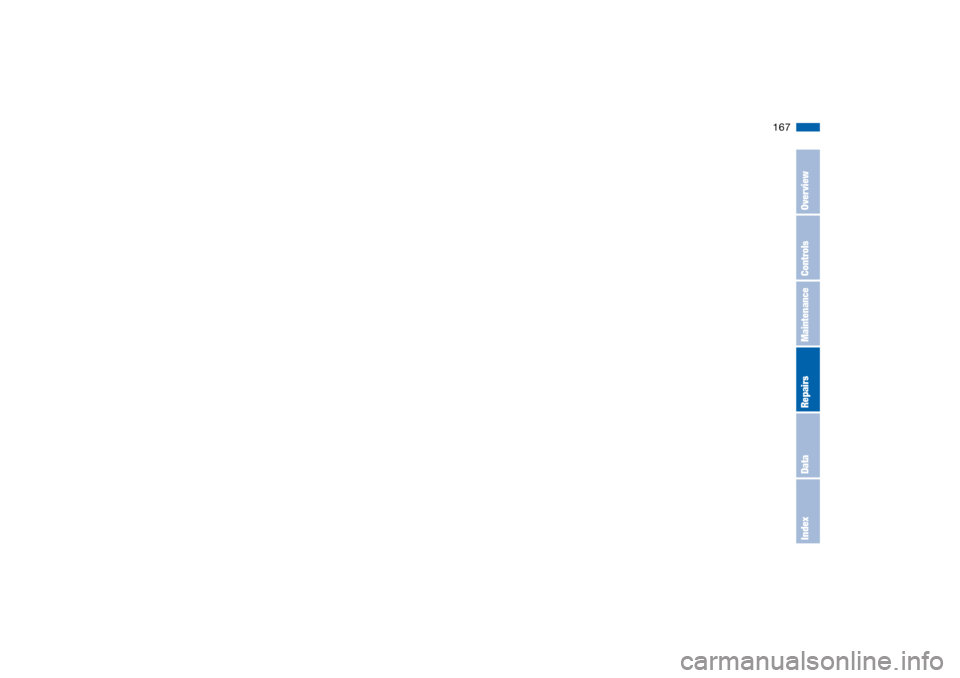 BMW 325CI COUPE 2005 E46 Owners Manual 167
OverviewControlsMaintenanceRepairsDataIndex 