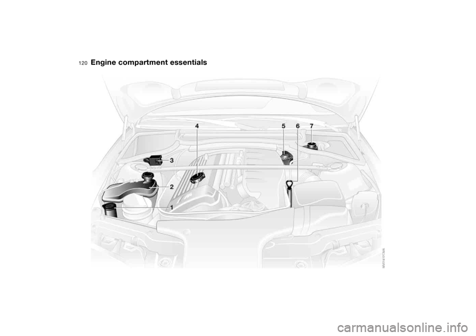 BMW M3 COUPE 2006 E46 Owners Manual 120
Engine compartment essentials BMW M3 COUPE 2006 E46 Owners Manual 120
Engine compartment essentials