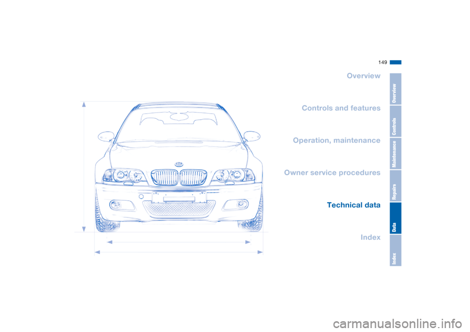 BMW M3 COUPE 2006 E46 Owners Manual 149
Overview
Controls and features
Operation, maintenance
Owner service procedures
Technical data
Index
OverviewControlsMaintenanceRepairsDataIndex BMW M3 COUPE 2006 E46 Owners Manual 149
Overview
Controls and features
Operation, maintenance
Owner service procedures
Technical data
Index
OverviewControlsMaintenanceRepairsDataIndex
