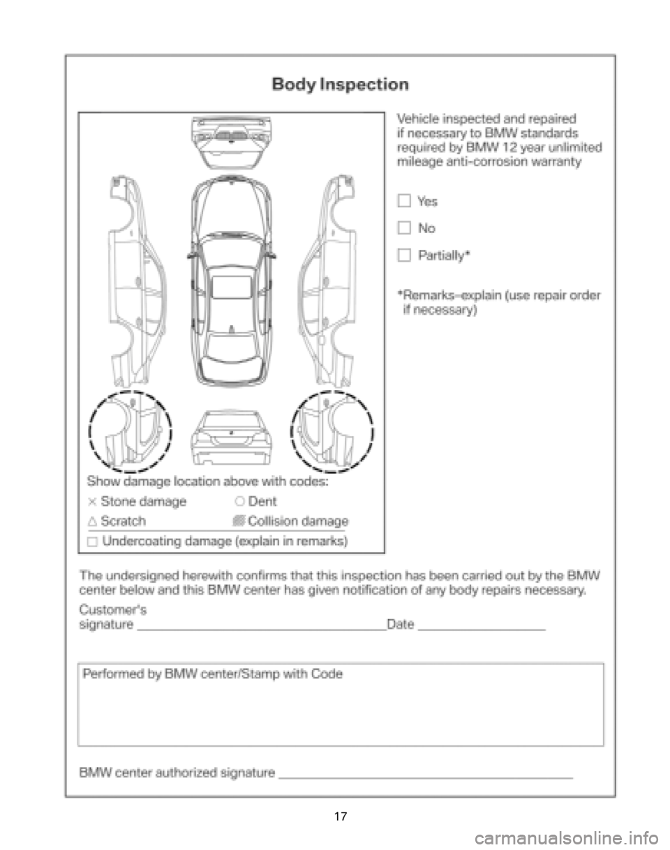 BMW 5 SERIES 2008 E60 Service and warranty information 17 