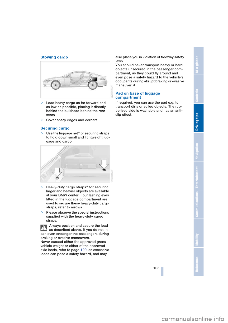 BMW 645CI COUPE 2004 E63 Owners Manual BMW 645CI COUPE 2004 E63 Owners Manual, Page 107