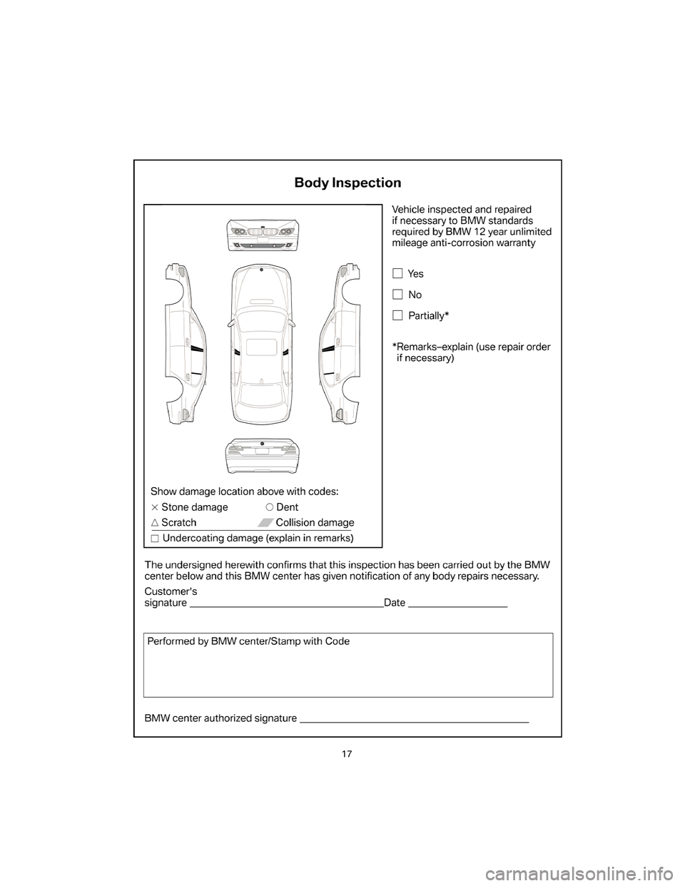 BMW 7 SERIES 2007 E65 Service and warranty information 17 