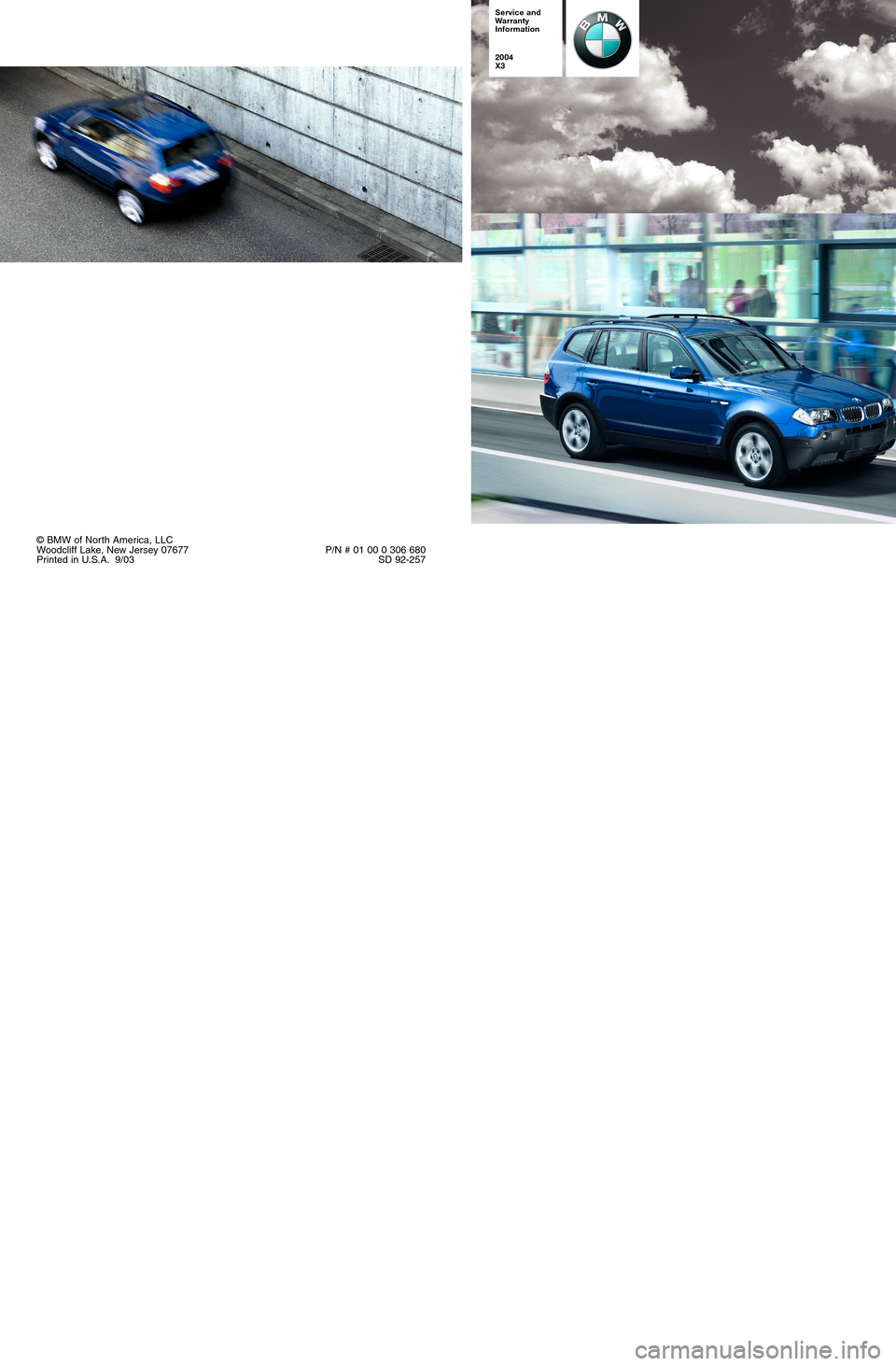 BMW X3 2004 E83 Service and warranty information 
