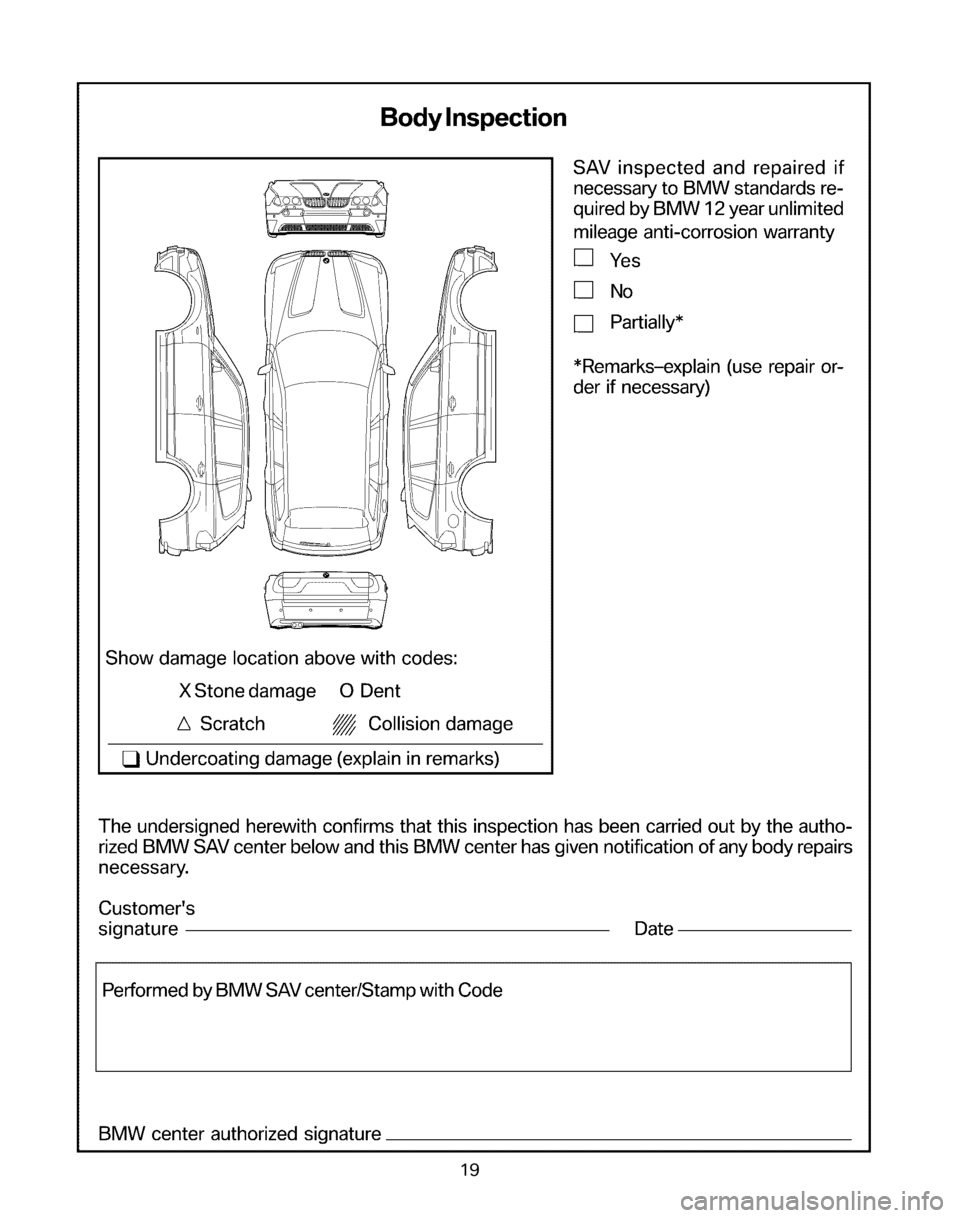 BMW X3 2006 E83 Service and warranty information 19 BMW X3 2006 E83 Service and warranty information 19