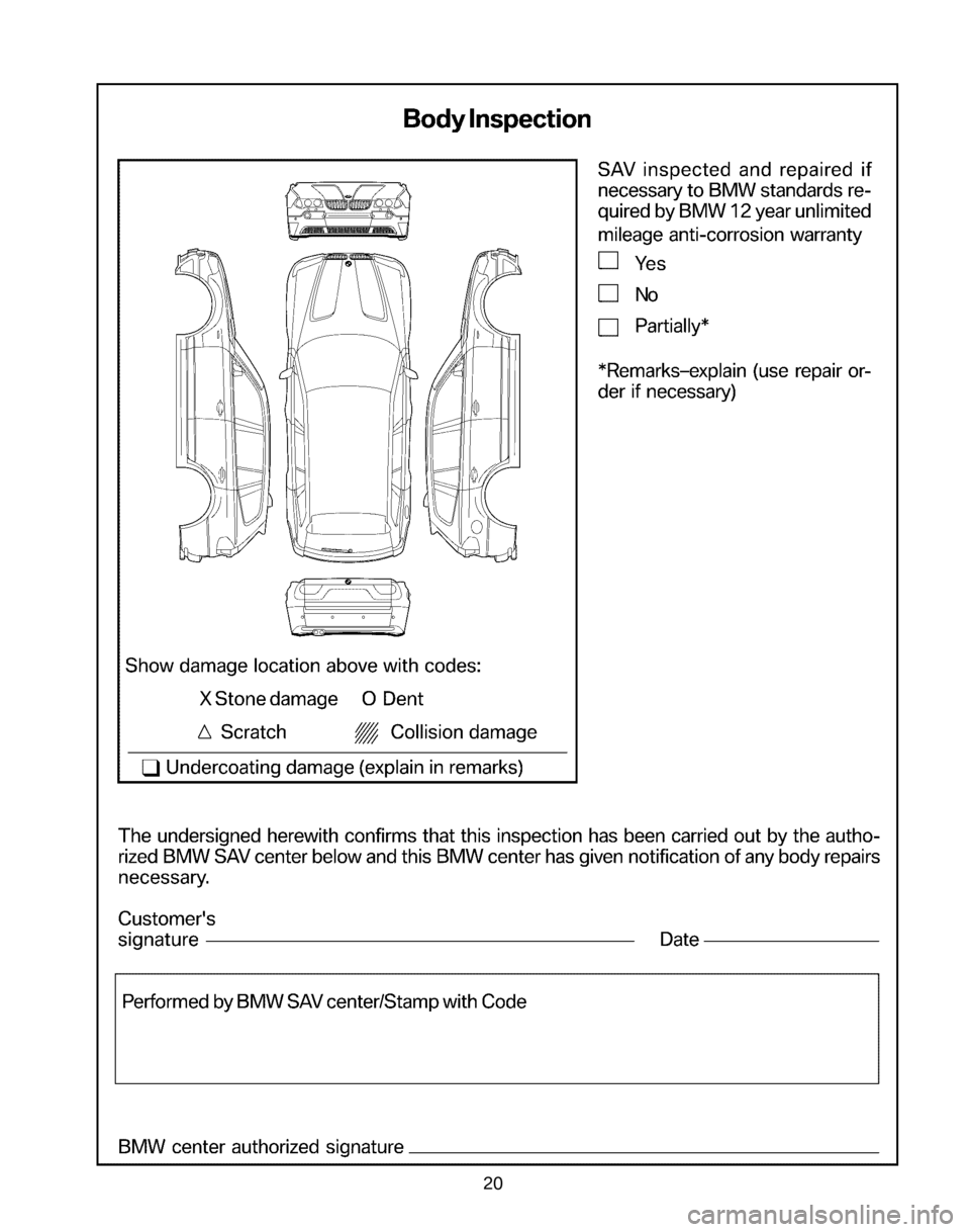 BMW X3 2006 E83 Service and warranty information 20 BMW X3 2006 E83 Service and warranty information 20