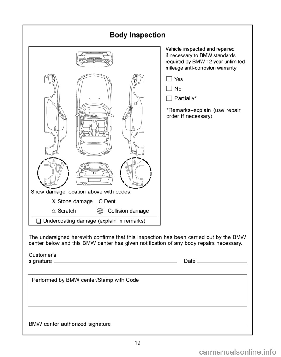 BMW Z4 COUPE 2008 E86 Service and warranty information 19 