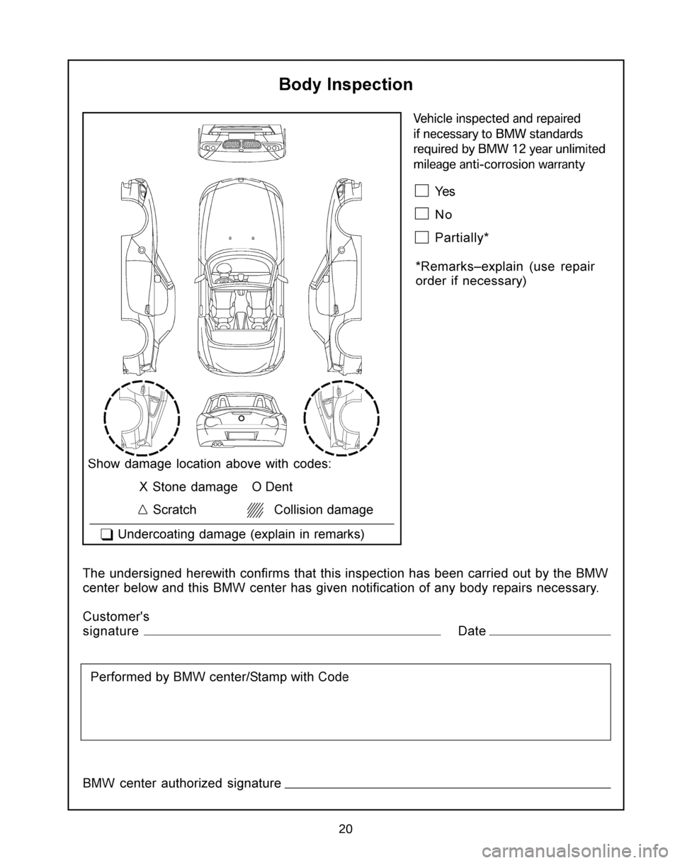 BMW Z4 COUPE 2008 E86 Service and warranty information 20 