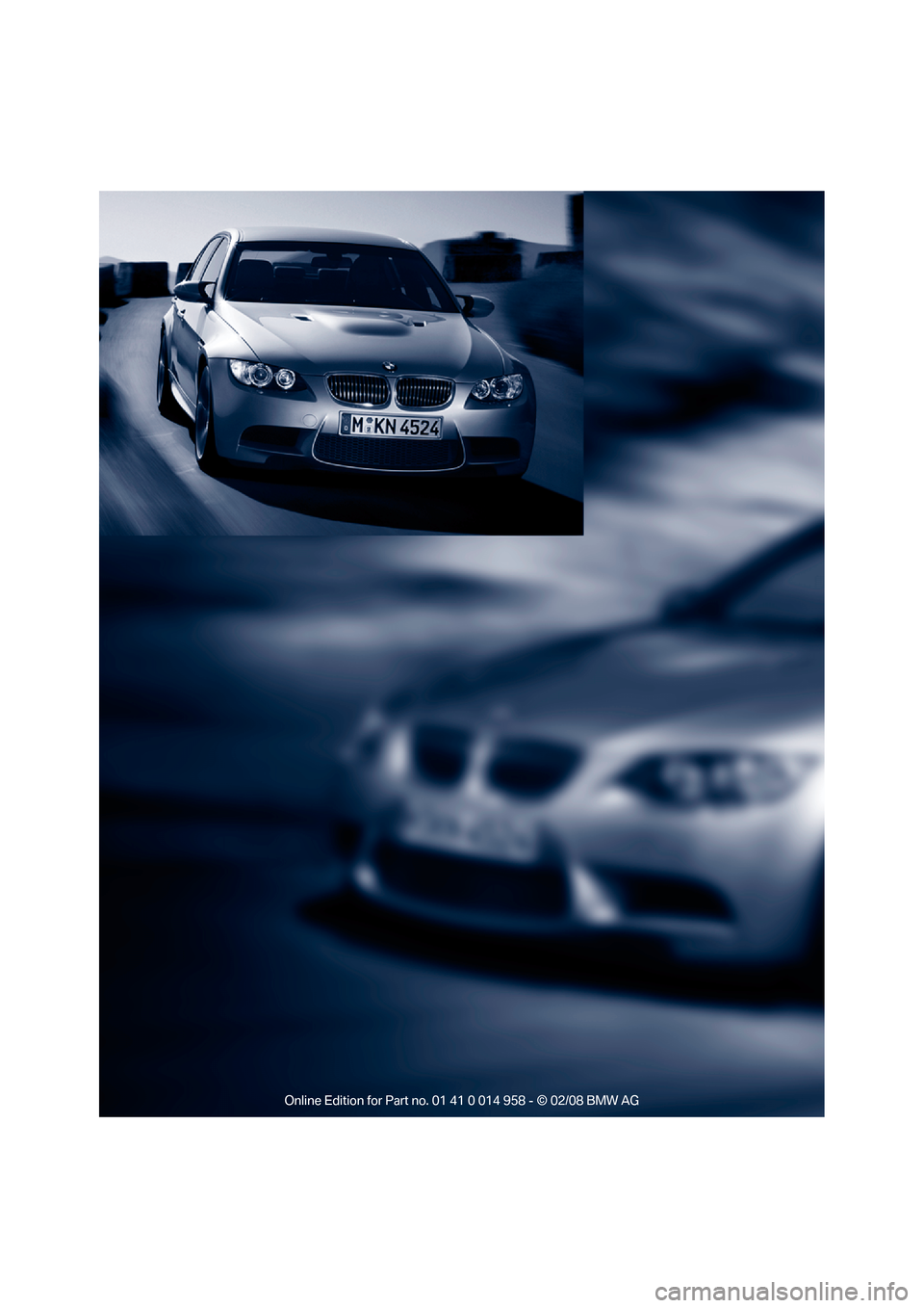 BMW M3 SEDAN 2008 E90 Owners Manual 