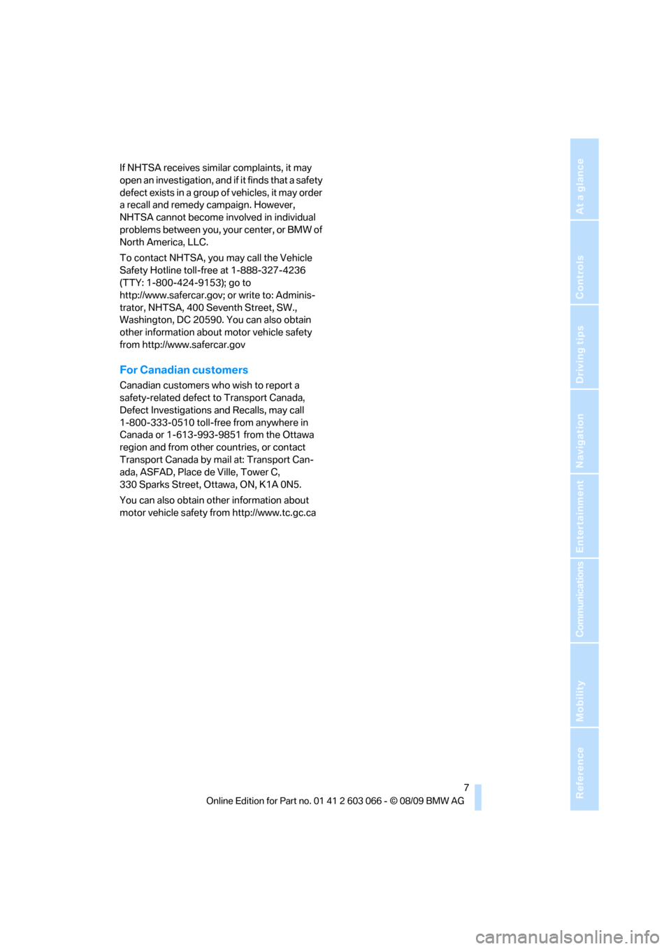 BMW M3 SEDAN 2010 E90 Owners Manual BMW M3 SEDAN 2010 E90 Owners Manual, Page 9