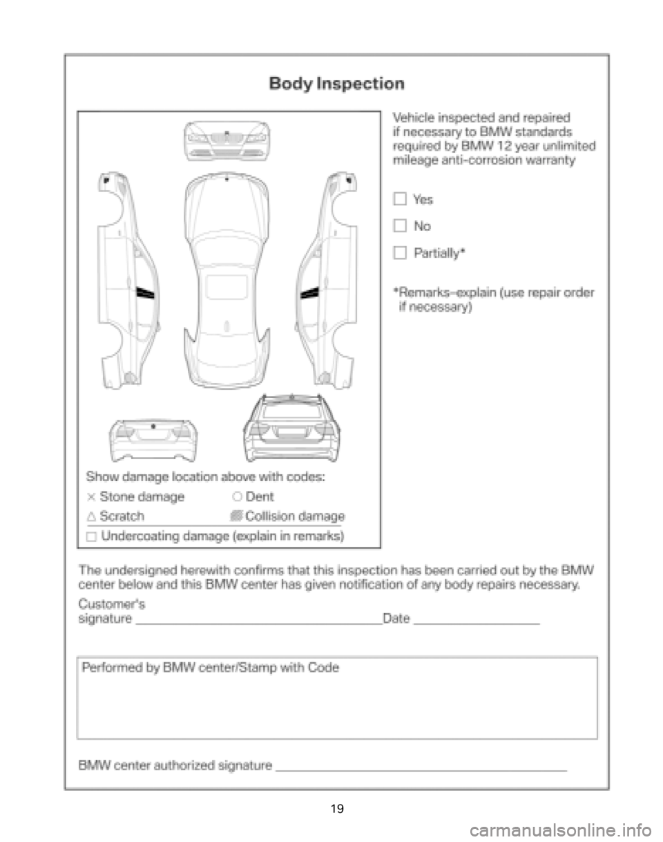 BMW 3 SERIES 2008 E90 Service and warranty information 19 