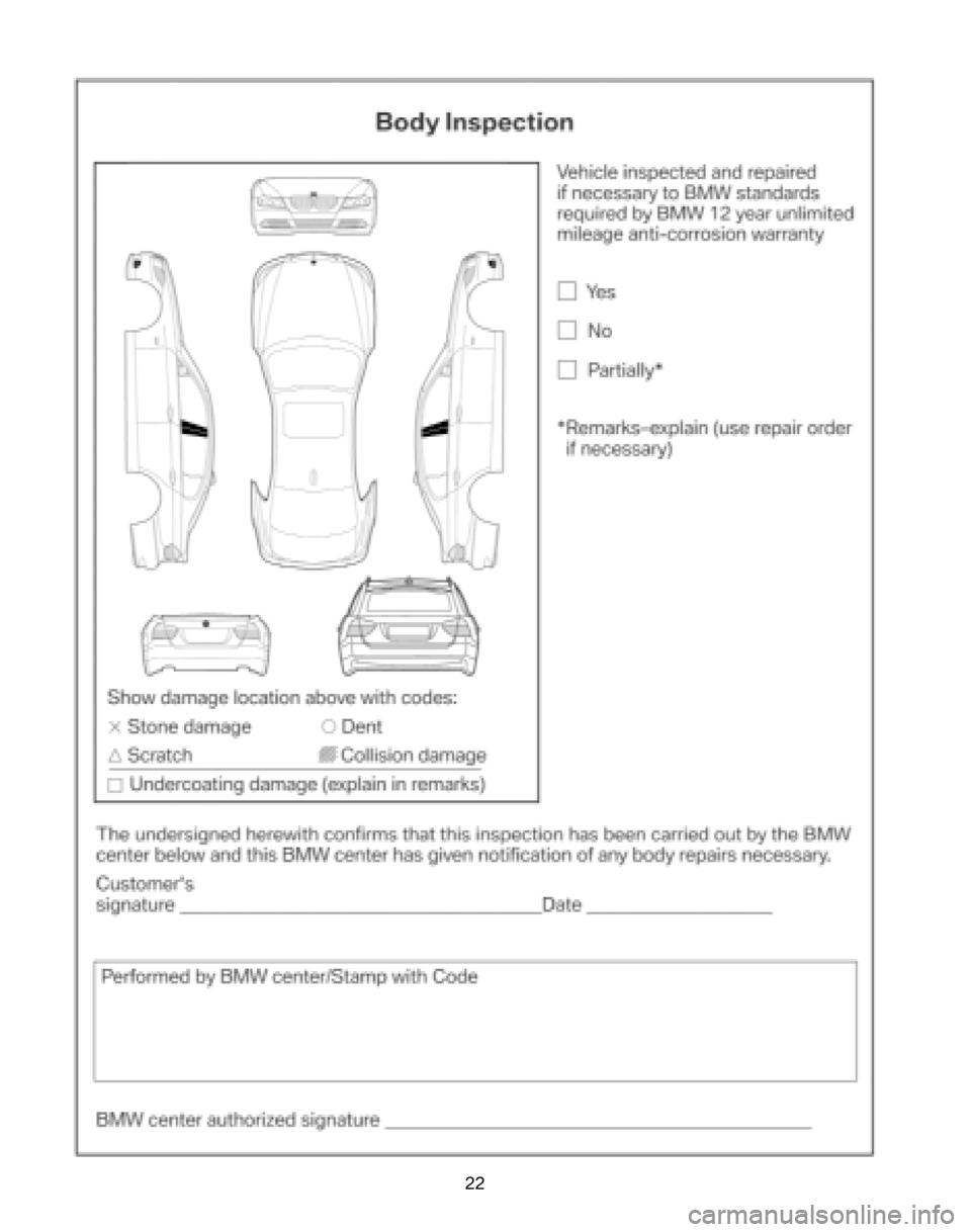 BMW 3 SERIES 2008 E90 Service and warranty information 22 