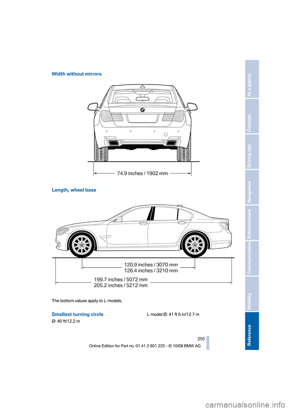 BMW 750I 2009 F01 Owners Manual �8�J�E�U�I��X�J�U�I�P�V�U��N�J�S�S�P�S�T
�-�F�O�H�U�I�
��X�I�F�F�M��C�B�T�F
�5�I�F��C�P�U�U�P�N��W�B�M�V�F�T��B�Q�Q�M�Z��U�P��-��N�P�E�F�M�T�
�4�N�B�M�M�F�T�U��U�V�S�O�J�O�H��D�J�S�D�M�F
