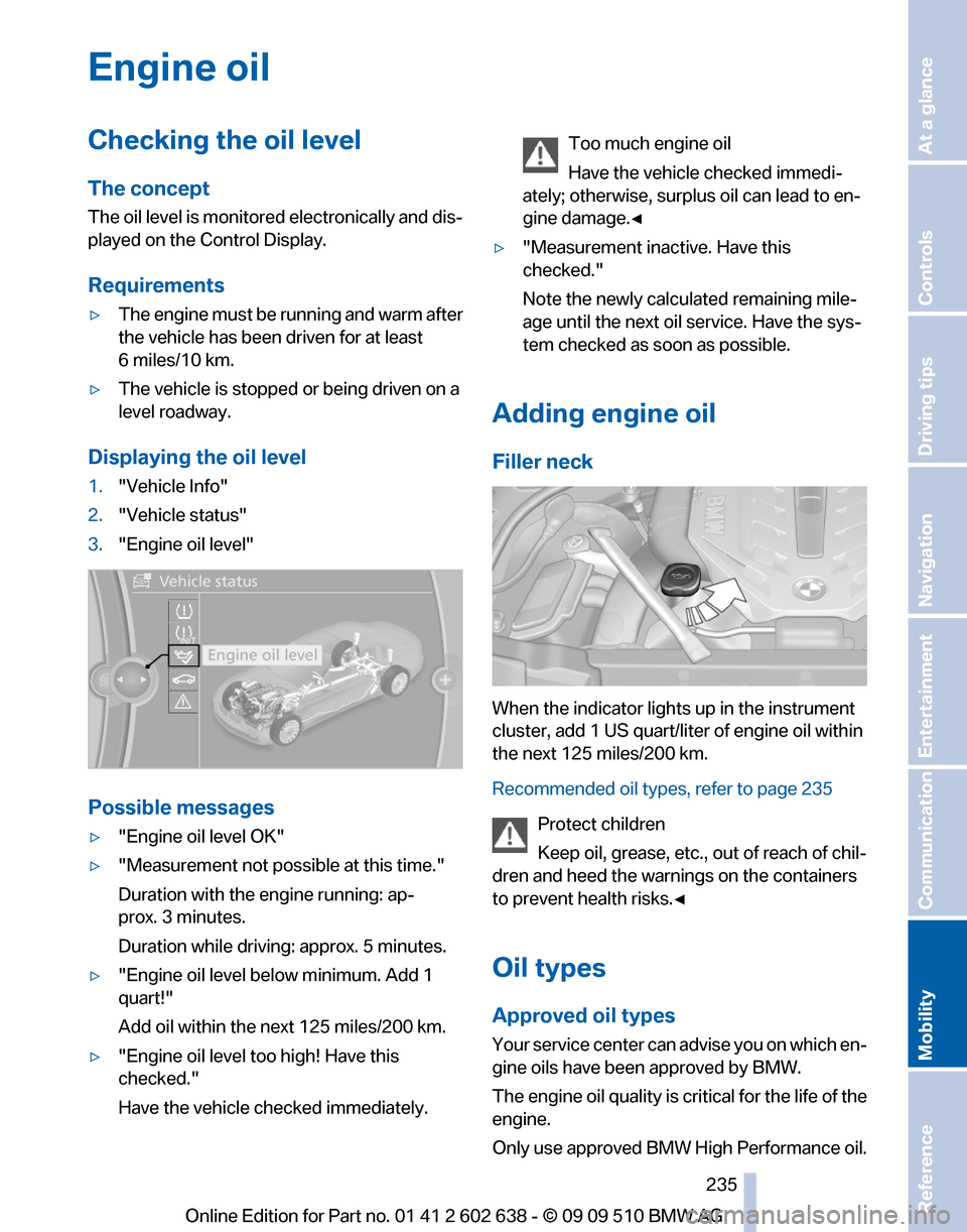 BMW 750I 2010 F01 Owners Manual 