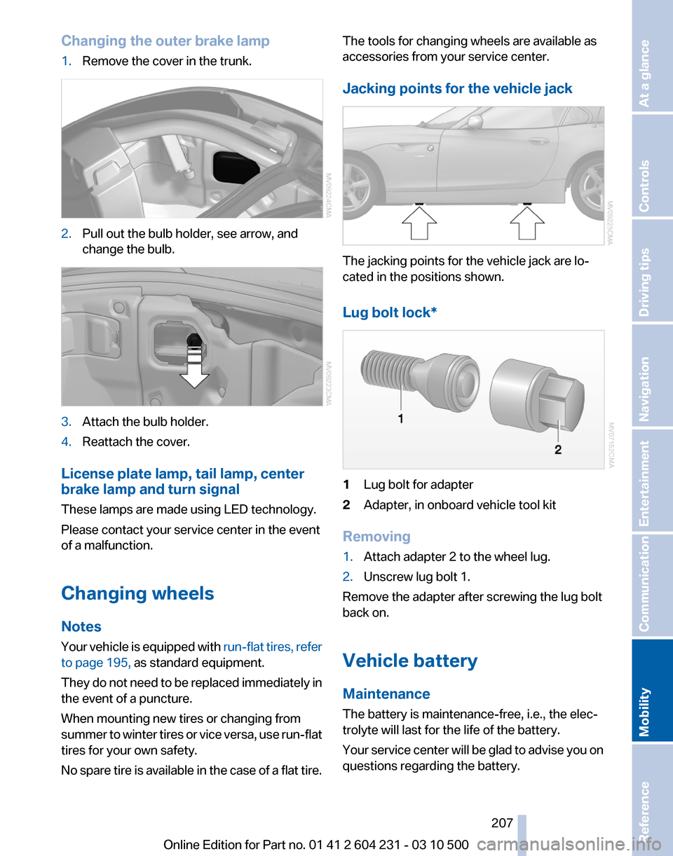 BMW Z4 2011 E89 Owners Manual 