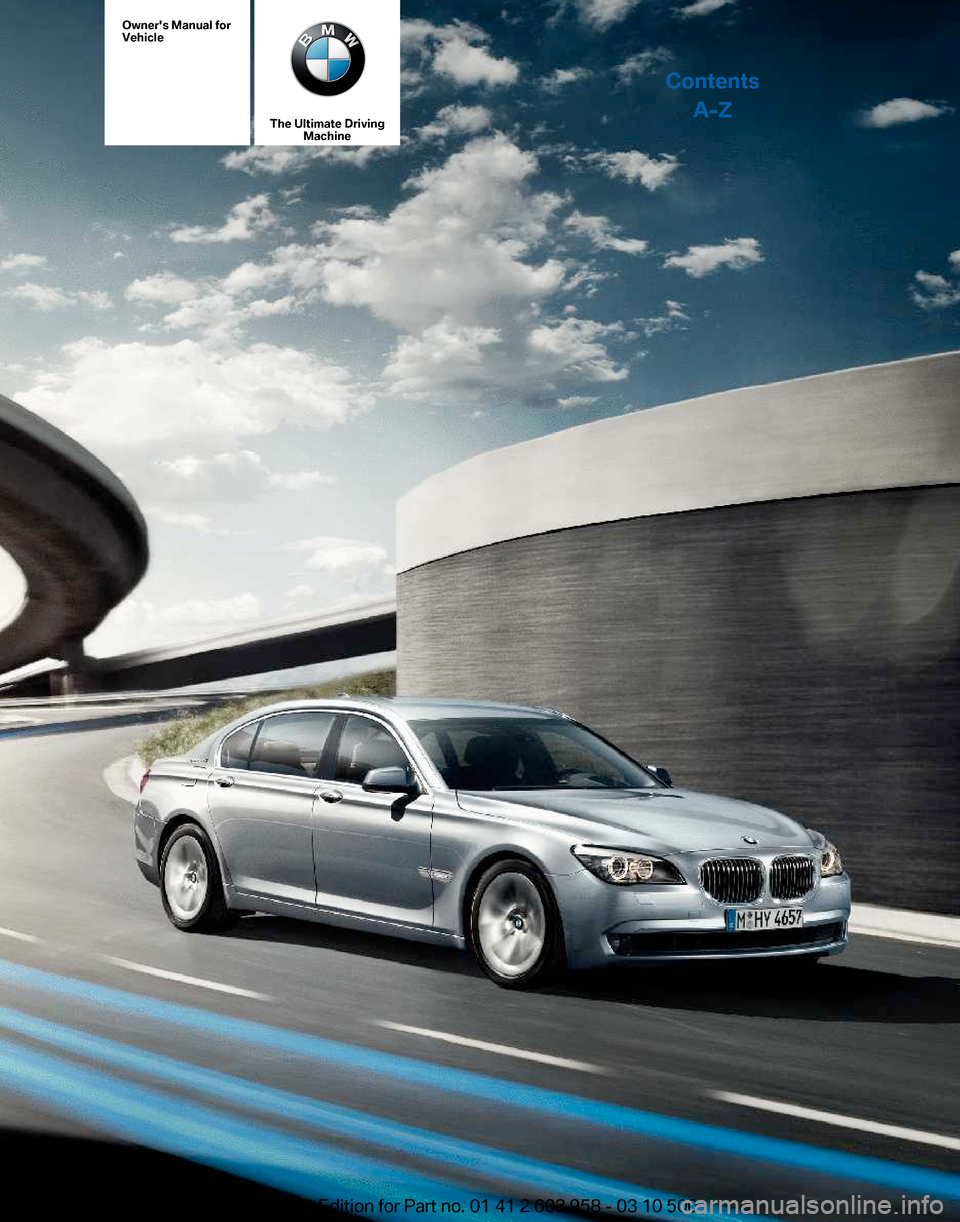 BMW ACTIVE HYBRID 7 2011 F04 Owners Manual 