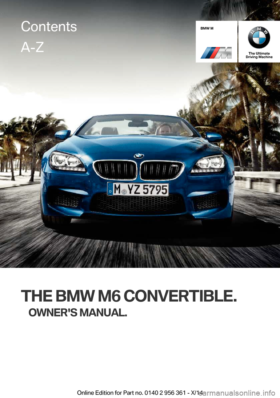 BMW M6 CONVERTIBLE 2014 F12M Owners Manual 
