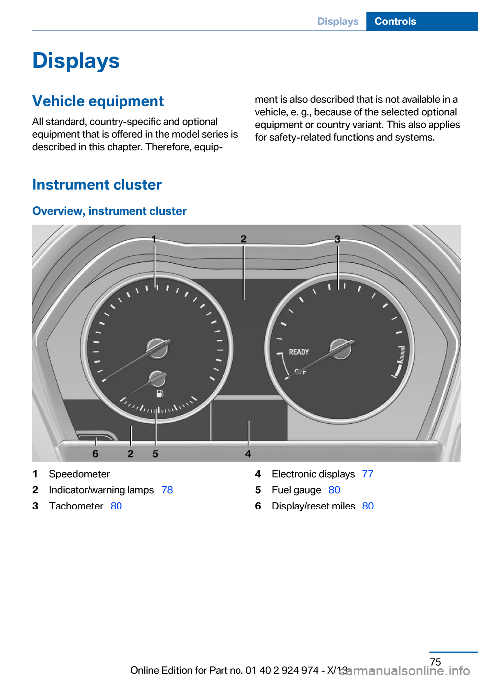 BMW M235I 2014 F22 Manual PDF DisplaysVehicle equipmentAll standard, country-specific and optional
equipment that is offered in the model series is
described in this chapter. Therefore, equip‐ment is also described that is not a