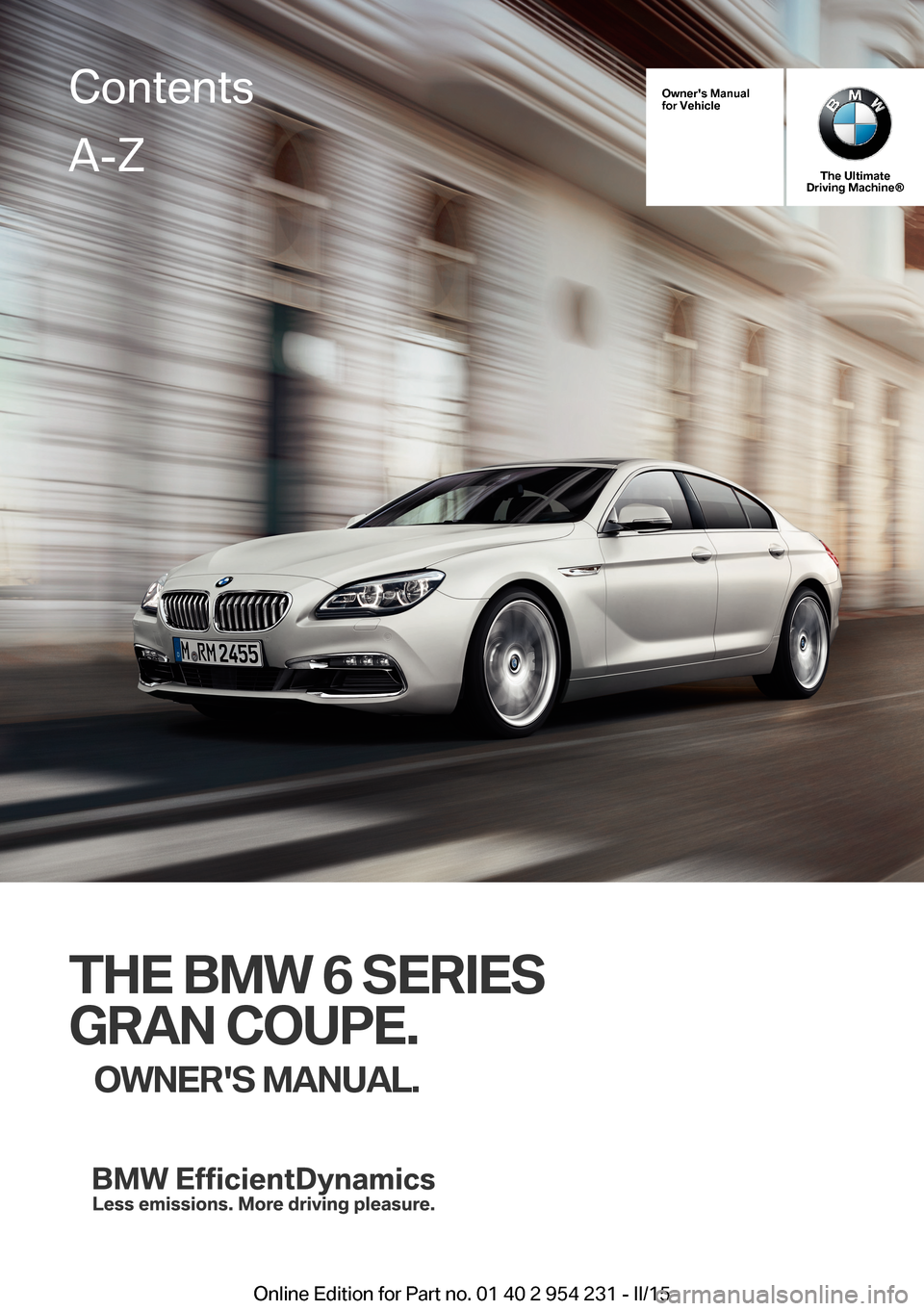 BMW 6 SERIES GRAN COUPE 2015 F06 Owners Manual 