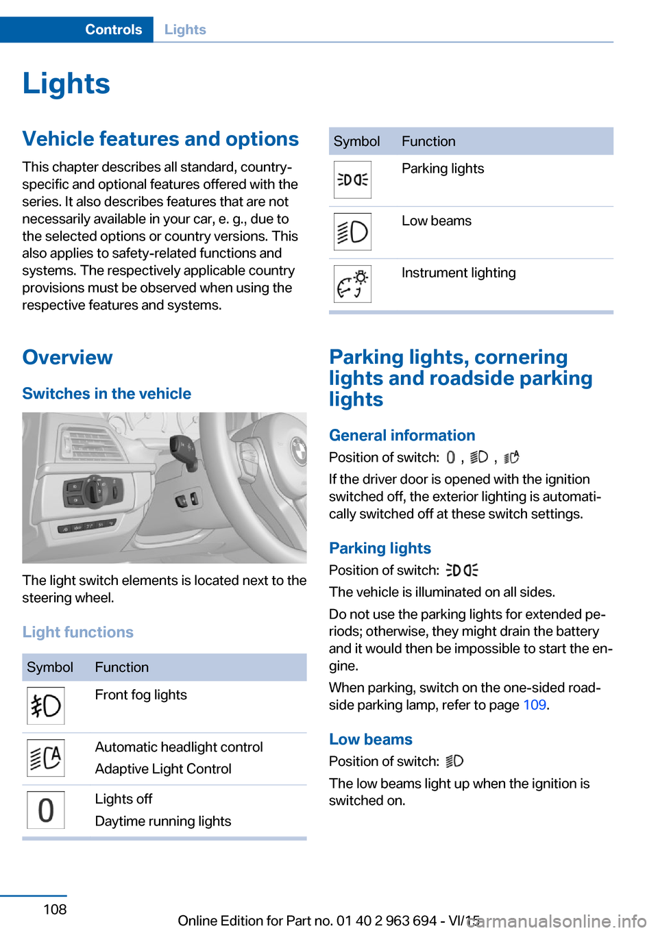 BMW ACTIVE HYBRID 5 2016 F10H Owners Manual LightsVehicle features and optionsThis chapter describes all standard, country-
specific and optional features offered with the
series. It also describes features that are not
necessarily available in BMW ACTIVE HYBRID 5 2016 F10H Owners Manual LightsVehicle features and optionsThis chapter describes all standard, country-
specific and optional features offered with the
series. It also describes features that are not
necessarily available in