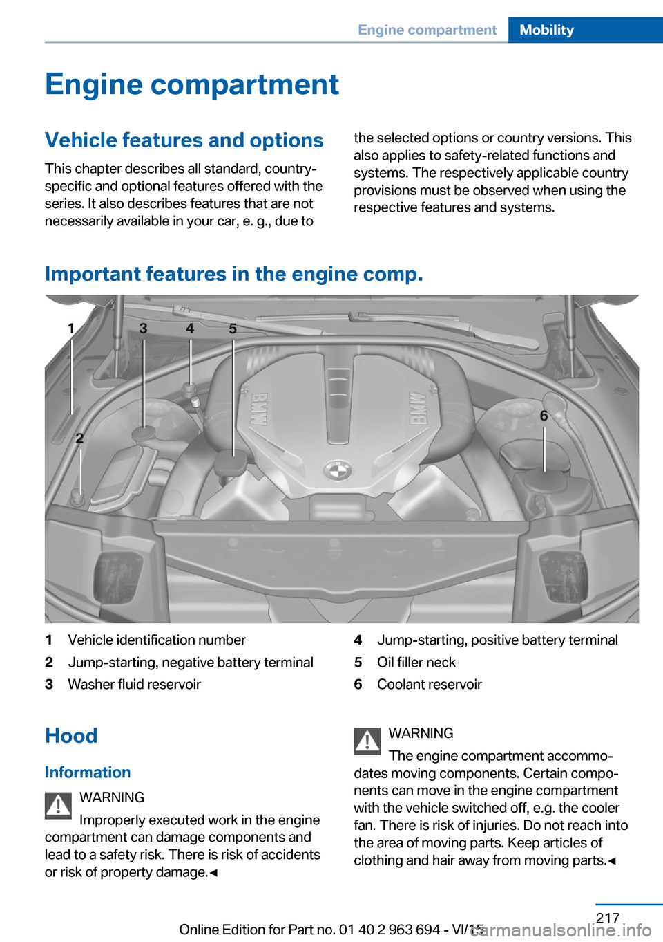 BMW ACTIVE HYBRID 5 2016 F10H Owners Manual Engine compartmentVehicle features and optionsThis chapter describes all standard, country-
specific and optional features offered with the
series. It also describes features that are not
necessarily BMW ACTIVE HYBRID 5 2016 F10H Owners Manual Engine compartmentVehicle features and optionsThis chapter describes all standard, country-
specific and optional features offered with the
series. It also describes features that are not
necessarily