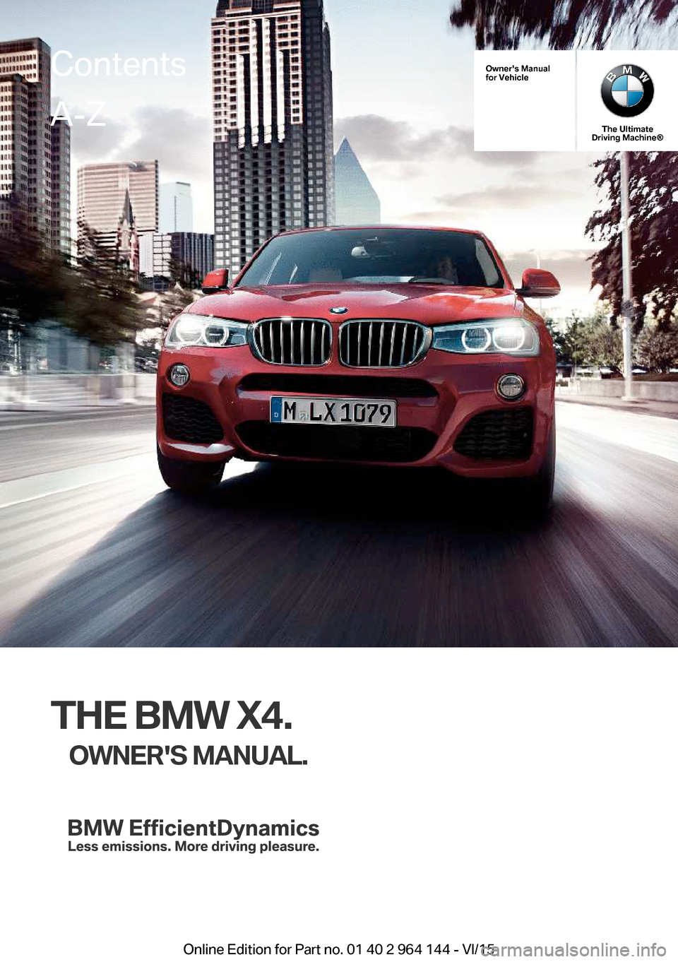 BMW X4 2016 F26 Owners Manual 