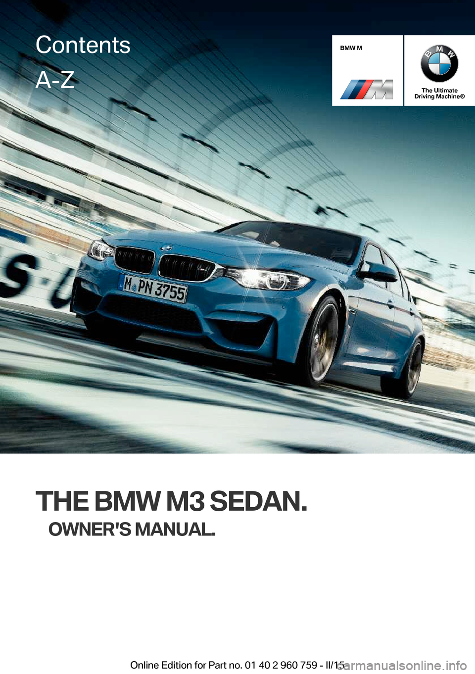 BMW M3 2016 F80 Owners Manual 