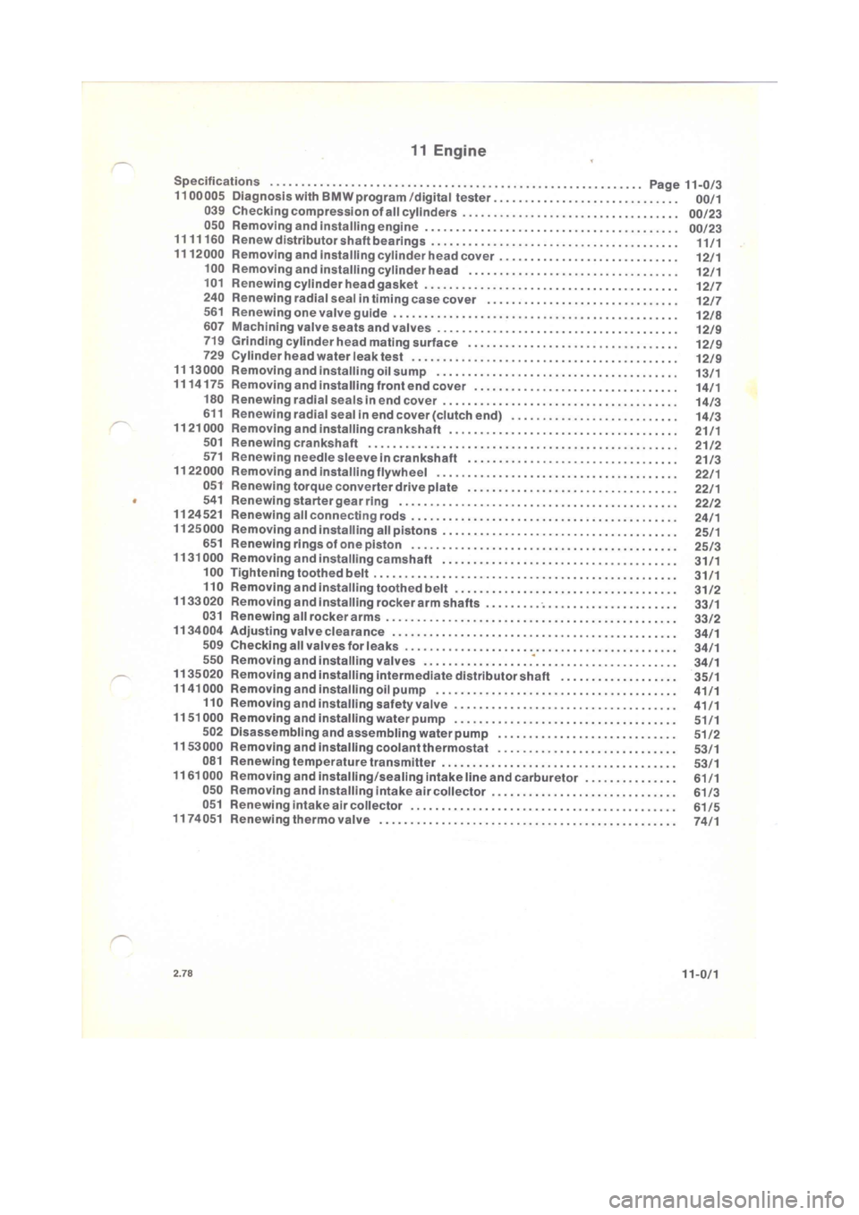 BMW 320i 1977 E21 M20 Engine Workshop Manual 