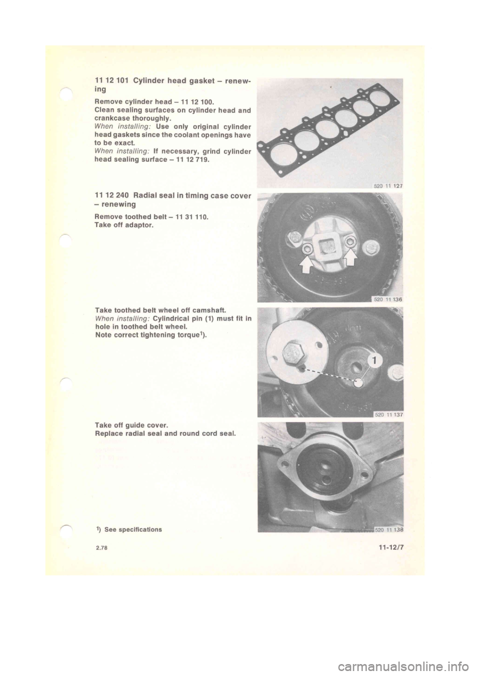 BMW 320i 1980 E21 M20 Engine Manual PDF 