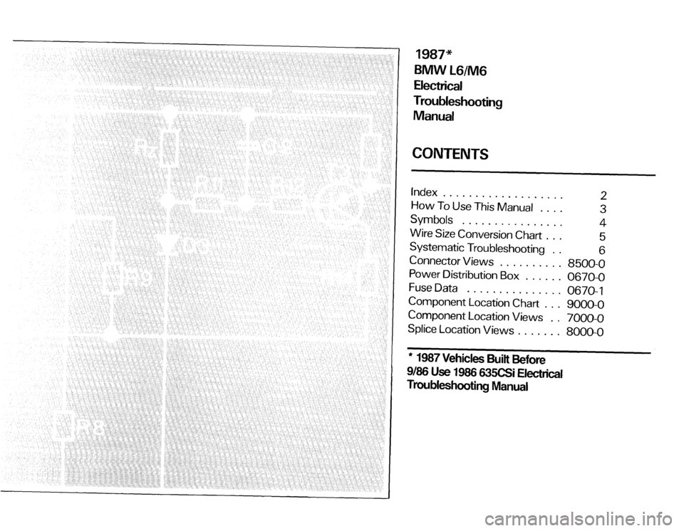 BMW M6 1987 E24 Electrical Troubleshooting Manual 