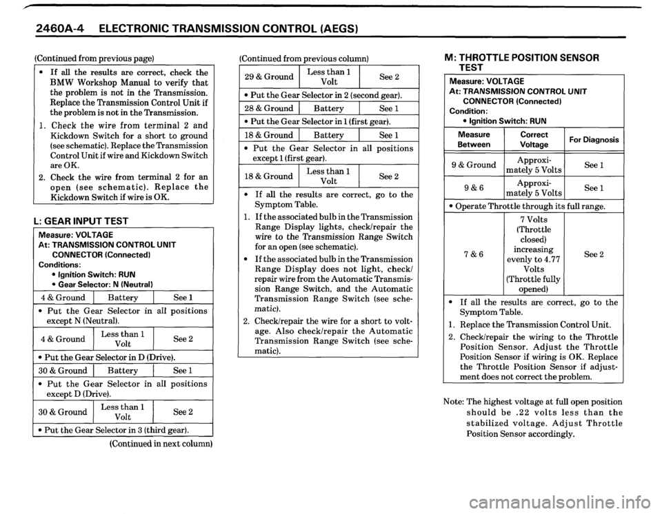 BMW 635csi 1989 E24 Electrical Troubleshooting Manual 