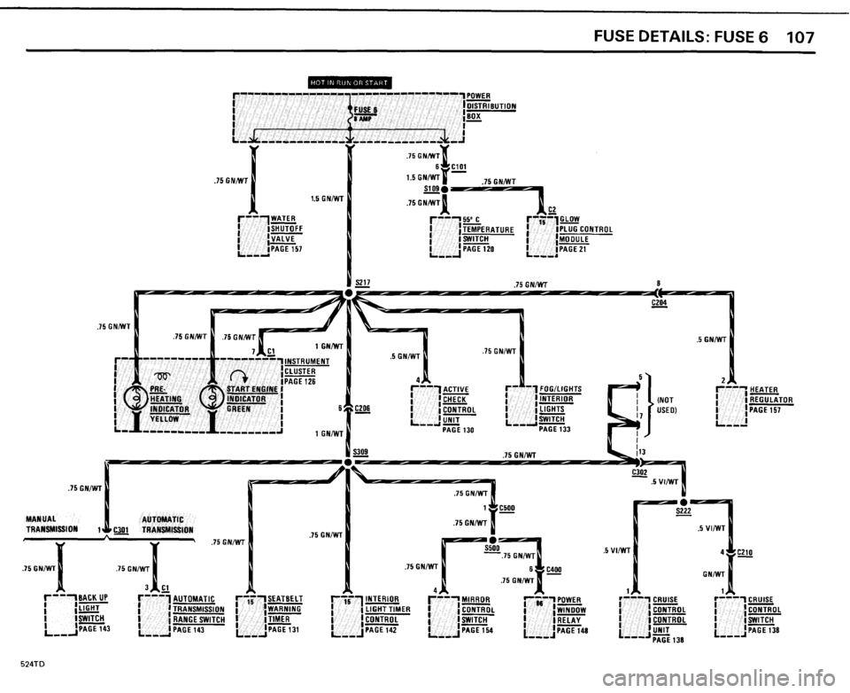 BMW 524TD 1985 E28 Electrical Troubleshooting Manual 